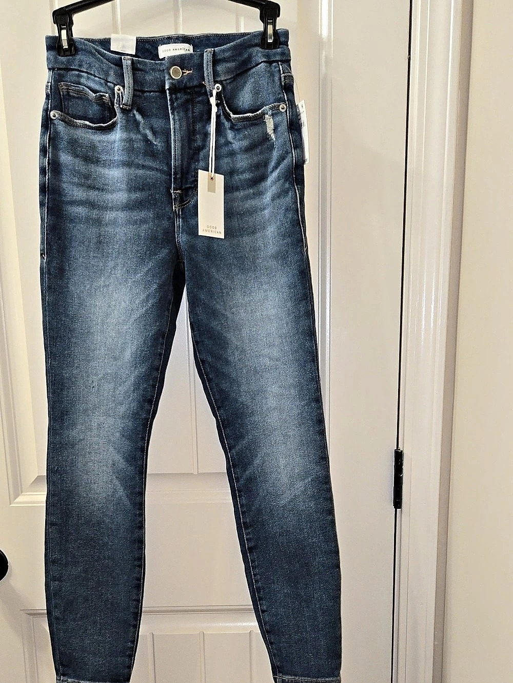 Good American Good Waist Crop Skinny High Rise Jeans Blue Waist 0 NWT